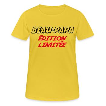 BEAUTIFUL DAD limitierte Auflage - Frauen T-Shirt atmungsaktiv - Sonnengelb - Vorne - AI Model Female 172 dark (172cm)