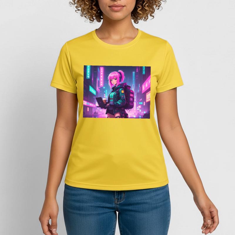 Neon Hacker Girl – Prêt à coder et à conquérir T-shirt respirant Femme
