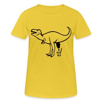 dino toilettes - T-shirt respirant Femme - jaune soleil - Devant - AI Model Female 172 dark (172cm)