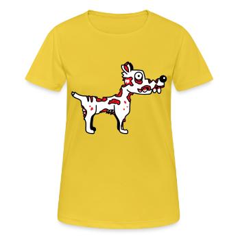 Hund Zombie Untot Halloween Horror Leiche Grusel - Frauen T-Shirt atmungsaktiv - Sonnengelb - Vorne - AI Model Female 172 dark (172cm)