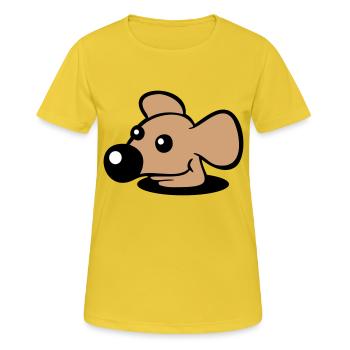 Souris Grand Nez Trou Inférieur Trou De Souris Peeps Mignon - T-shirt respirant Femme - jaune soleil - Devant - AI Model Female 172 dark (172cm)
