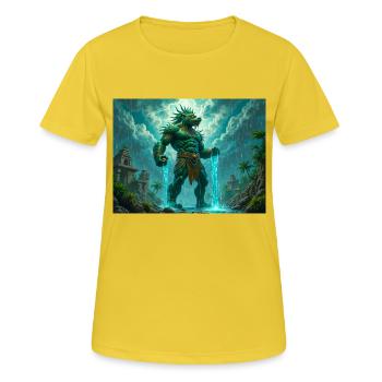 Tlaloc, Aztec god of rain, storms, and fertility - Women's Breathable T-Shirt - sunshine - Front - AI Model Female 172 dark (172cm)
