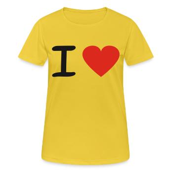 I Love - Frauen T-Shirt atmungsaktiv - Sonnengelb - Vorne - AI Model Female 172 dark (172cm)