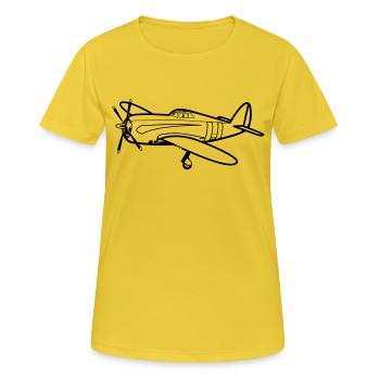 flieger - Frauen T-Shirt atmungsaktiv - Sonnengelb - Vorne - AI Model Female 172 dark (172cm)