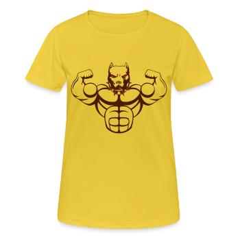 strong dog_02 - Frauen T-Shirt atmungsaktiv - Sonnengelb - Vorne - AI Model Female 172 dark (172cm)