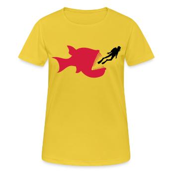 monster taucher tiefsee fisch gefaehrlich zaehne h - Frauen T-Shirt atmungsaktiv - Sonnengelb - Vorne - AI Model Female 172 dark (172cm)