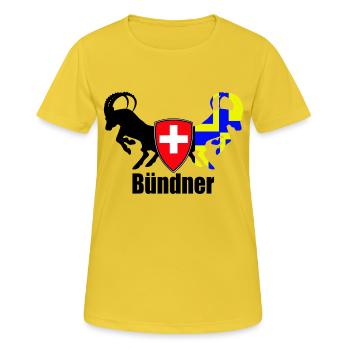 Grisons - T-shirt respirant Femme - jaune soleil - Devant - AI Model Female 172 dark (172cm)