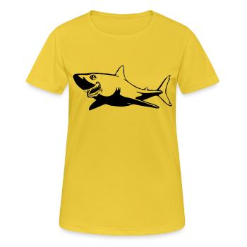 Poisson requin dangereux - T-shirt respirant Femme - jaune soleil - Devant - AI Model Female 172 dark (172cm)