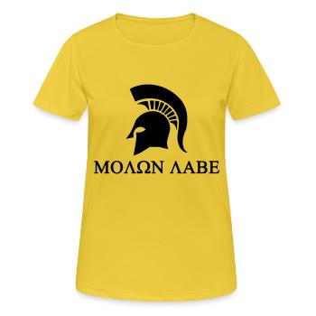 molon labe - Frauen T-Shirt atmungsaktiv - Sonnengelb - Vorne - AI Model Female 172 dark (172cm)