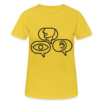 Bulles Voir Entendre parler - T-shirt respirant Femme - jaune soleil - Devant - AI Model Female 172 dark (172cm)
