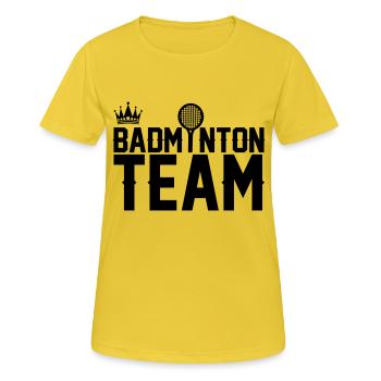 badminton team - Frauen T-Shirt atmungsaktiv - Sonnengelb - Vorne - AI Model Female 172 dark (172cm)