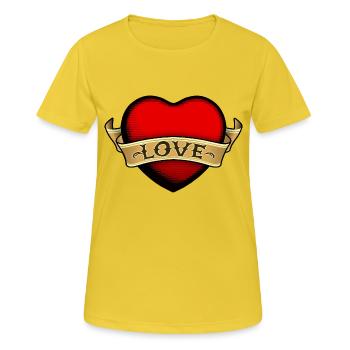 amour coeur love heart - T-shirt respirant Femme - jaune soleil - Devant - AI Model Female 172 dark (172cm)