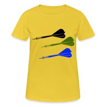dartpfeile - Frauen T-Shirt atmungsaktiv - Sonnengelb - Vorne - AI Model Female 172 dark (172cm)