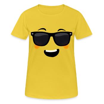 Emoticon Schlauberger - Karneval Gruppenkostüm - Frauen T-Shirt atmungsaktiv - Sonnengelb - Vorne - AI Model Female 172 dark (172cm)