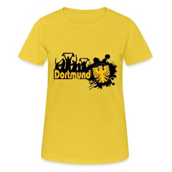 fan dortmund - T-shirt respirant Femme - jaune soleil - Devant - AI Model Female 172 dark (172cm)
