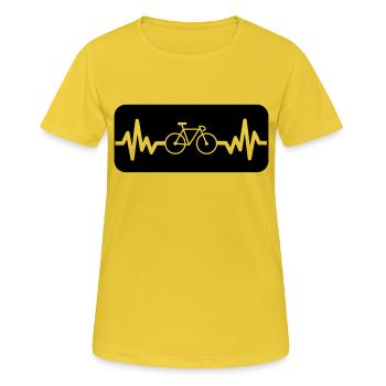Radfahren ist Leben, Radfahren, Radfahren - Frauen T-Shirt atmungsaktiv - Sonnengelb - Vorne - AI Model Female 172 dark (172cm)