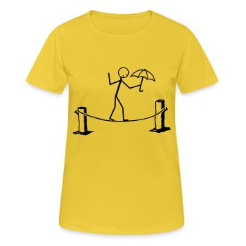 Slackline - Frauen T-Shirt atmungsaktiv - Sonnengelb - Vorne - AI Model Female 172 dark (172cm)