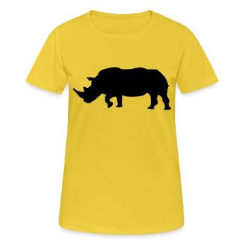 rhino silhouette design - Frauen T-Shirt atmungsaktiv - Sonnengelb - Vorne - AI Model Female 172 dark (172cm)