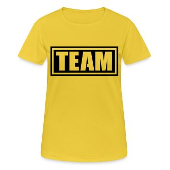 team - Frauen T-Shirt atmungsaktiv - Sonnengelb - Vorne - AI Model Female 172 dark (172cm)