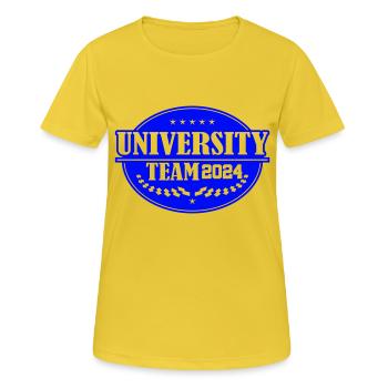 Équipe universitaire 2024 - T-shirt respirant Femme - jaune soleil - Devant - AI Model Female 172 dark (172cm)