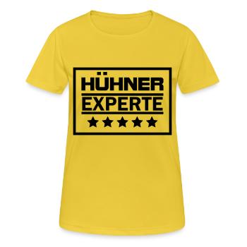 hühner experte - Frauen T-Shirt atmungsaktiv - Sonnengelb - Vorne - AI Model Female 172 dark (172cm)