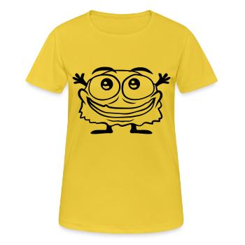 Mignon petit monstre poilu - T-shirt respirant Femme - jaune soleil - Devant - AI Model Female 172 dark (172cm)