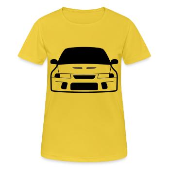 JDM Evo6 | T-shirts JDM - Frauen T-Shirt atmungsaktiv - Sonnengelb - Vorne - AI Model Female 172 dark (172cm)