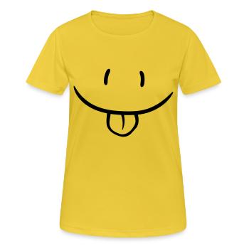 Comic Gesicht Frech - Frauen T-Shirt atmungsaktiv - Sonnengelb - Vorne - AI Model Female 172 dark (172cm)