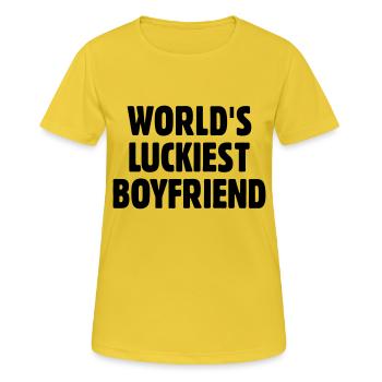World's Luckiest Boyfriend - Women's Breathable T-Shirt - sunshine - Front - AI Model Female 172 dark (172cm)