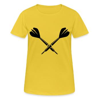 flèches fléchettes - T-shirt respirant Femme - jaune soleil - Devant - AI Model Female 172 dark (172cm)