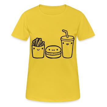 Équipe Fast Food - T-shirt respirant Femme - jaune soleil - Devant - AI Model Female 172 dark (172cm)