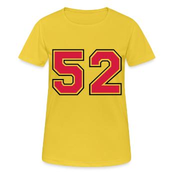 52__f2 - Frauen T-Shirt atmungsaktiv - Sonnengelb - Vorne - AI Model Female 172 dark (172cm)