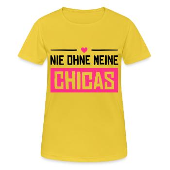 nie ohne meine chicas - Frauen T-Shirt atmungsaktiv - Sonnengelb - Vorne - AI Model Female 172 dark (172cm)