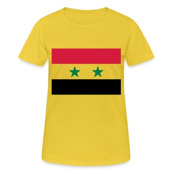 Syrien-Flagge / Drapeau Syrie - Frauen T-Shirt atmungsaktiv - Sonnengelb - Vorne - AI Model Female 172 dark (172cm)