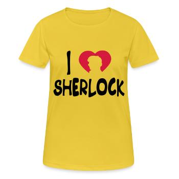 j'aime sherlock - T-shirt respirant Femme - jaune soleil - Devant - AI Model Female 172 dark (172cm)