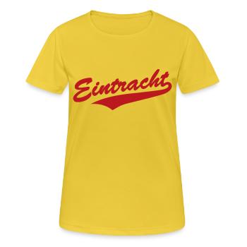 Eintracht Baseball-Style - Frauen T-Shirt atmungsaktiv - Sonnengelb - Vorne - AI Model Female 172 dark (172cm)