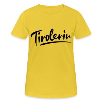 Tirolerin - Farbwechsel möglich - Frauen T-Shirt atmungsaktiv - Sonnengelb - Vorne - AI Model Female 172 dark (172cm)