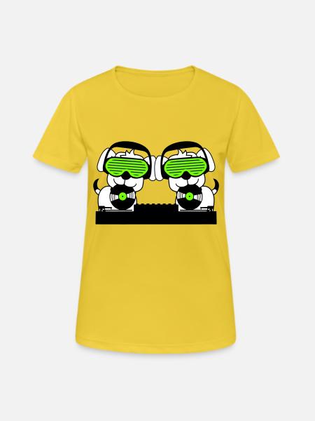 2 Dogs DJ Vinyl Record Club Disco Music Duo - Women's Breathable T-Shirt - sunshine