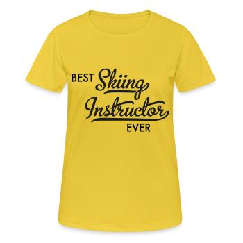 Moniteur de ski - T-shirt respirant Femme - jaune soleil - Devant - AI Model Female 172 dark (172cm)