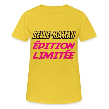 SCHÖNE MAMA Limitierte Auflage - Frauen T-Shirt atmungsaktiv - Sonnengelb - Vorne - AI Model Female 172 dark (172cm)