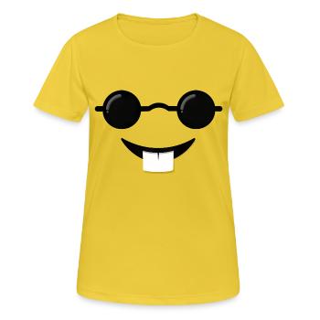 Emoticon Schlauberger - Karneval Gruppenkostüm - Frauen T-Shirt atmungsaktiv - Sonnengelb - Vorne - AI Model Female 172 dark (172cm)