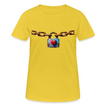 Liebeschloss mit Herz - Frauen T-Shirt atmungsaktiv - Sonnengelb - Vorne - AI Model Female 172 dark (172cm)