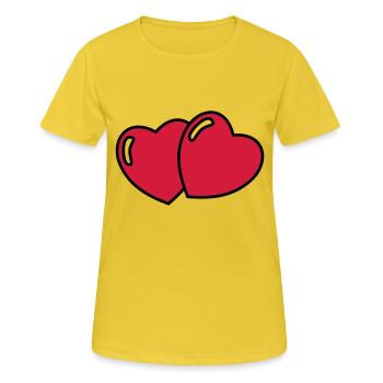 herzen - Frauen T-Shirt atmungsaktiv - Sonnengelb - Vorne - AI Model Female 172 dark (172cm)