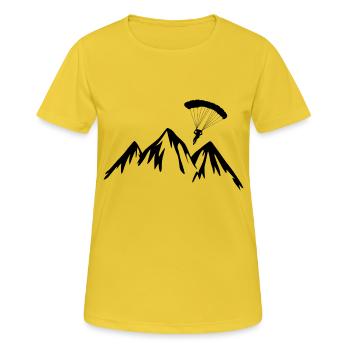 Paragliding Extremsport Paraglider - Frauen T-Shirt atmungsaktiv - Sonnengelb - Vorne - AI Model Female 172 dark (172cm)