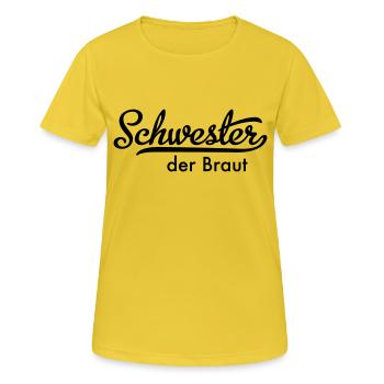 Schwester der Braut - Frauen T-Shirt atmungsaktiv - Sonnengelb - Vorne - AI Model Female 172 dark (172cm)