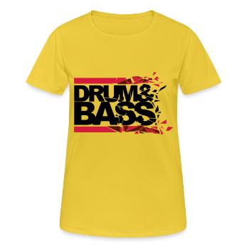 Drum 'n' Bass shattered - Frauen T-Shirt atmungsaktiv - Sonnengelb - Vorne - AI Model Female 172 dark (172cm)
