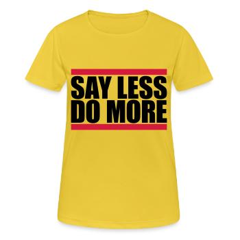 Dire moins faire plus - T-shirt respirant Femme - jaune soleil - Devant - AI Model Female 172 dark (172cm)