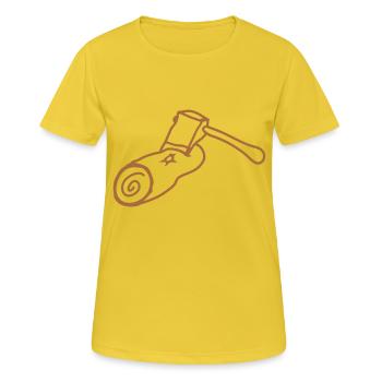 Axt Baum Fällen Holzfäller Wald Stumpf Holz Hacken - Frauen T-Shirt atmungsaktiv - Sonnengelb - Vorne - AI Model Female 172 dark (172cm)