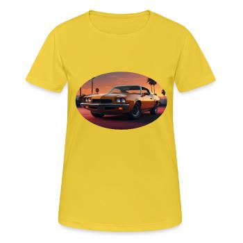 Muscle-Car - Frauen T-Shirt atmungsaktiv - Sonnengelb - Vorne - AI Model Female 172 dark (172cm)