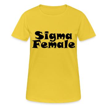 Sigma Female - Schriftzug - Frauen T-Shirt atmungsaktiv - Sonnengelb - Vorne - AI Model Female 172 dark (172cm)